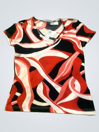 MORE & MORE Damen Kurzarm V-Ausschnitt Top