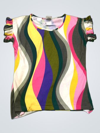Unmarkiertes Grafikdruck-T-Shirt mit Rüschensäumen