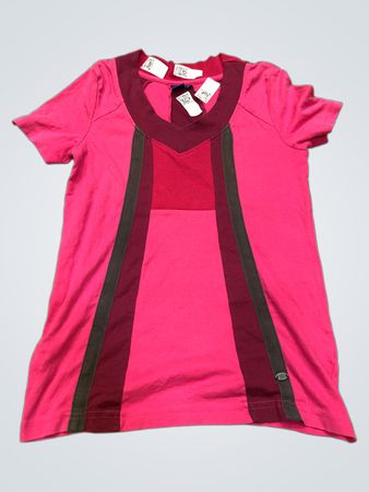 CECIL Pink & Burgundy Colorblock Kurzarm-T-Shirt