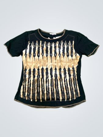 PATRICE BREAL Schwarzes T-Shirt mit Batikdruck