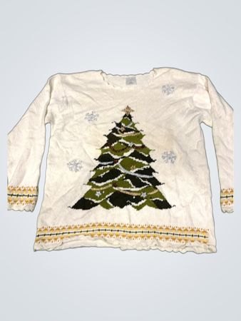 Weihnachtsbaumpullover in Weiß