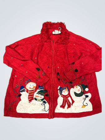 Roter Schneemann Zip-Up Pullover