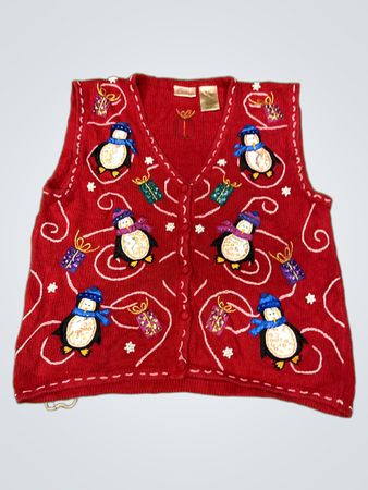 Bella Boutique Red Penguin Christmas Vest