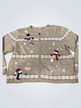 Croft & Barrow Damen Schneemann Weihnachten Reißverschluss Pullover