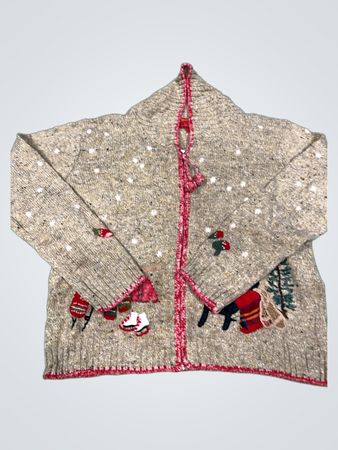 Northern Snowflake Ski Scene Zipper Sweater