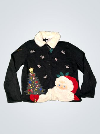 Tiara International Christmas Collection Santa und Baum Zip-Up Pullover