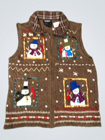 Studio Originals Joy Damen Brauner Schneemann Pullover Weste