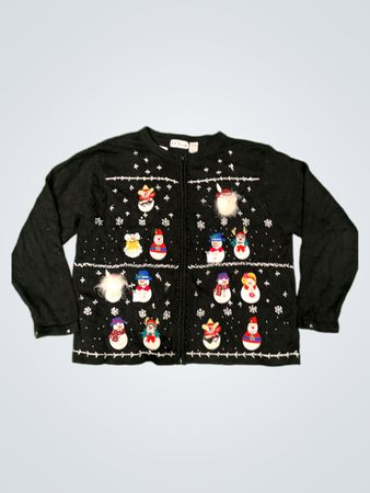 B.P. Design Schwarzer Schneemann Weihnachts-Pullover