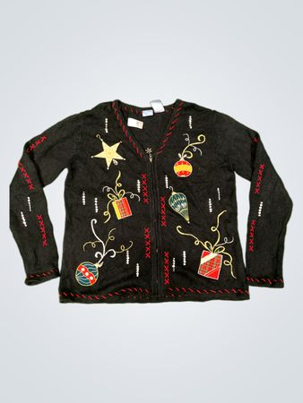 Urlaubstraditionen Schwarzer Weihnachtsbaumornament-Pullover