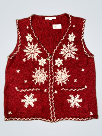 Mercer Street Studio Damen Rotes Schneeflocken Strickweste