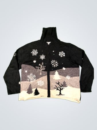 Tiara International Christmas Collection Zip-Up Sweater