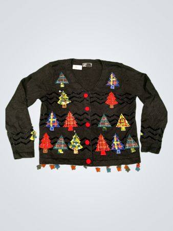 BEREK The Collectible Tress of Berek Black Christmas Tree Cardigan