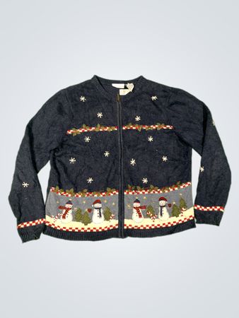 Croft & Barrow Navyblauer Schneemann-Weihnachtspullover