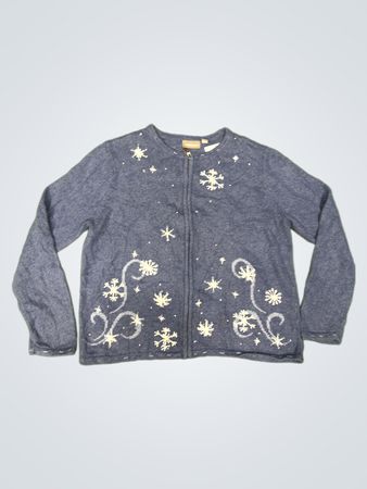 Croft & Barrow Blauer Schneeflocken-Cardigan