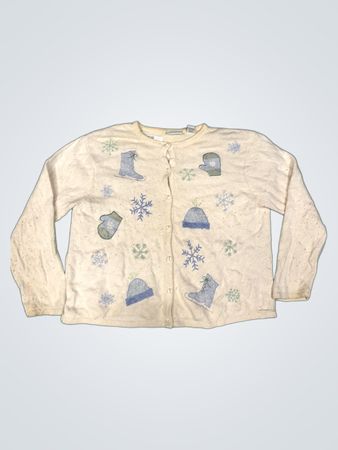 Croft & Barrow Damen Creme Winter-Themen Cardigan