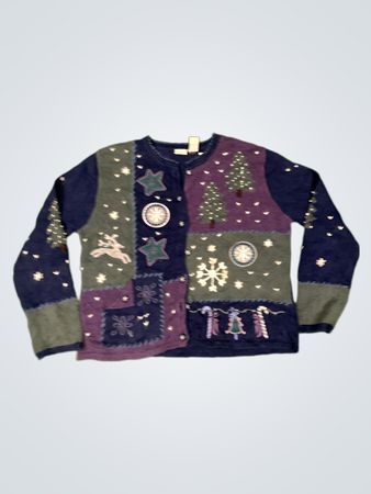 NorthCrest Damen Weihnachts-Patchwork-Cardigan