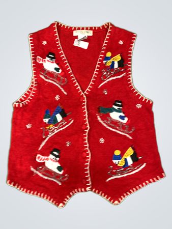 Victoria Jones Petite Rotes Skifahren Schneemann Weste
