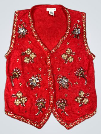 Yarnworks rotes Perlenwesten