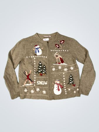 Croft & Barrow Petite Schneemann Weihnachtspullover