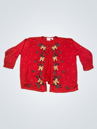 Victoria Jones Damen Roter Weihnachtscardigan