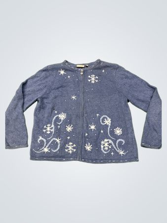 Croft & Barrow Blaue Schneeflocken Freizeitjacke