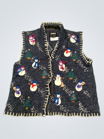 STUDIO FA LA LA Damen Blaue Schneemann Weihnachtsweste P/L
