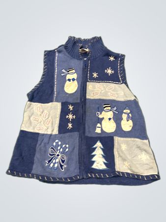 BLAIR Damen Blau Schneemann Zuckerstange Weihnachtsweste