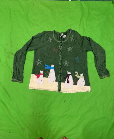 Grüner Schneemann Cardigan