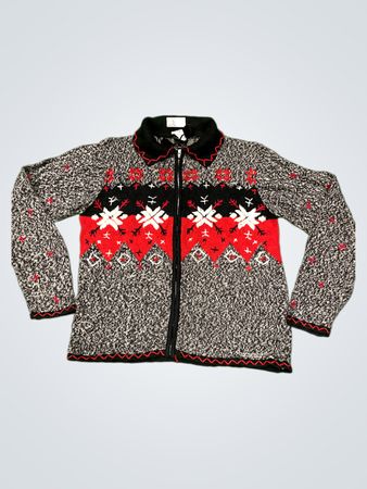 Erika Damen Zip-Up Pullover mit Schneeflocken-Print