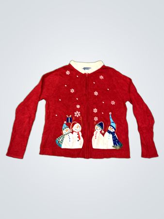 Classic Elements Roter Schneemann Zip-Up Pullover