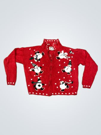 Roter Schneemann-Weihnachtspullover