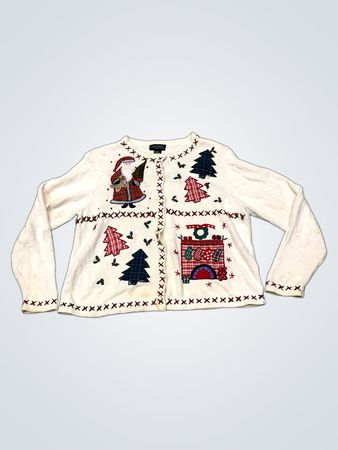 All Points By Reference Point Christmas Santa und Bäume Cardigan