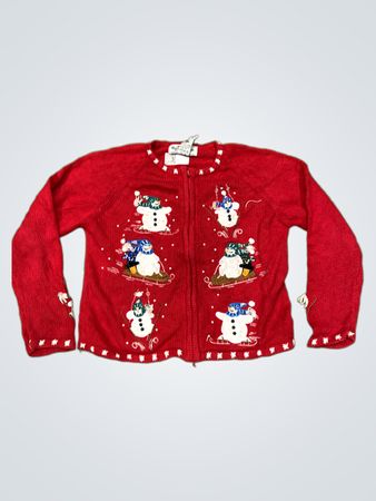 Heirloom Collectibles Roter Schneemann Weihnachtspullover