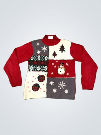 Dressbarn Christmas Patchwork Sweater