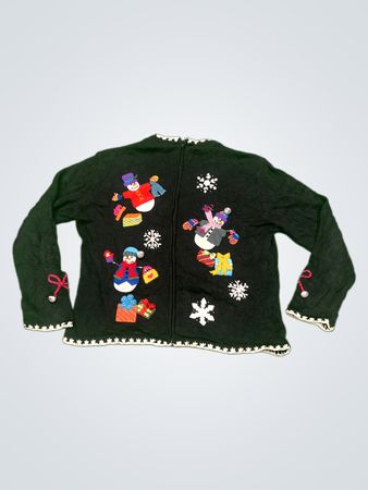 Talya Black Snowman Weihnachts-Pullover