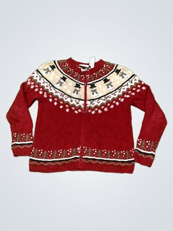Croft & Barrow Damen Schneemann Fair Isle Reißverschluss-Pullover