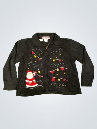 Schwarzer Weihnachtsmann und Weihnachtslichter Zip-Up Pullover