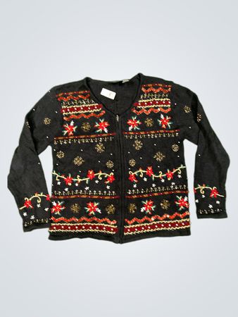 ERIKA PETITE Damen schwarzer Weihnachtspullover