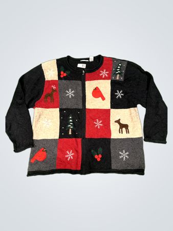 Croft & Barrow Woman Weihnachts-Patchwork-Cardigan
