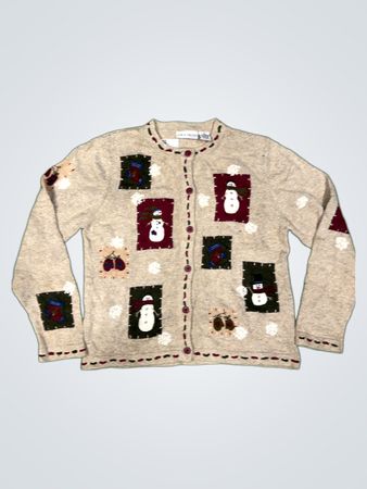 Croft & Barrow Petite Frauen Schneemann Applikation Cardigan