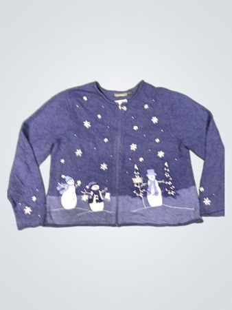 Croft & Barrow Damen Petite Schneemann Strickjacke