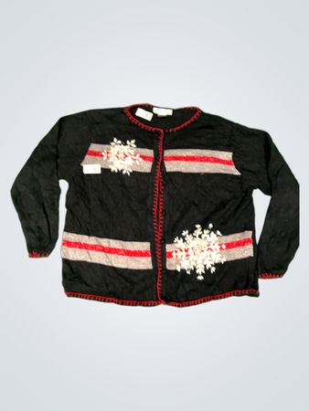 Dressbarn Damen schwarzer Schneeflocken-Cardigan