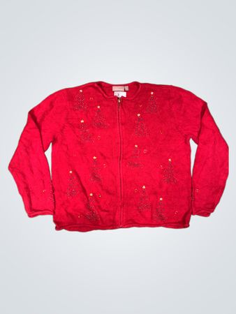 Croft & Barrow Roter Weihnachtsbaum Cardigan
