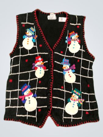 Schwarze Schneemann Knopf-Down Weste