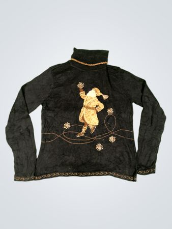 Talbots Damen Schwarzer Schneeflocken Weihnachts Rollkragenpullover