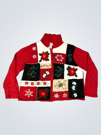 Tiara International Christmas Collection Zip-Up Sweater