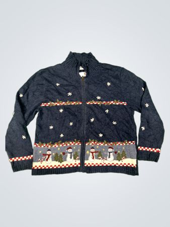 Croft & Barrow Petite Schneemann Fair Isle Zip-Up Pullover
