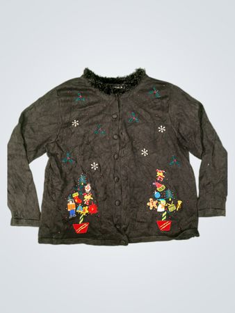 Der Quacker Factory Black Christmas Tree Ugly Sweater