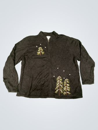 Breckenridge Woman Bestickter Baum Zip-Up Pullover