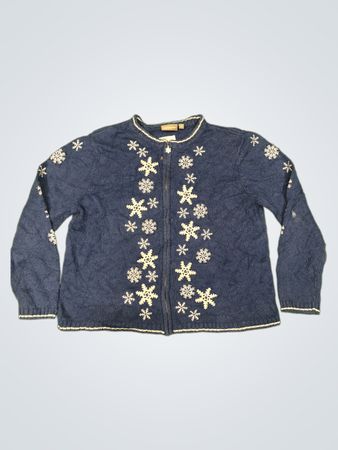Croft & Barrow Blauer Schneeflocken-Zip-Up-Pullover